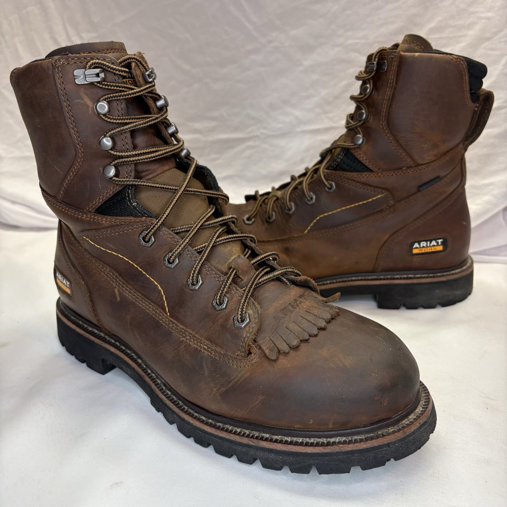 Ariat Longview Shock Shield 8" Waterproof Work Boots Mens US 10 5E Soft Toe